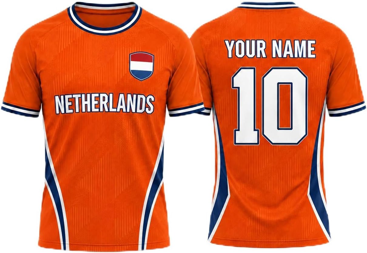 Custom Netherlands Soccer Jersey, Personalized Orange Dutch Football Shirts, Holland Team Soccer Jersey