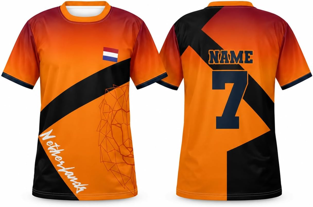 Custom Netherlands Soccer Jersey, Personalized Orange Dutch Football Jerseys, Holland Football Shirt