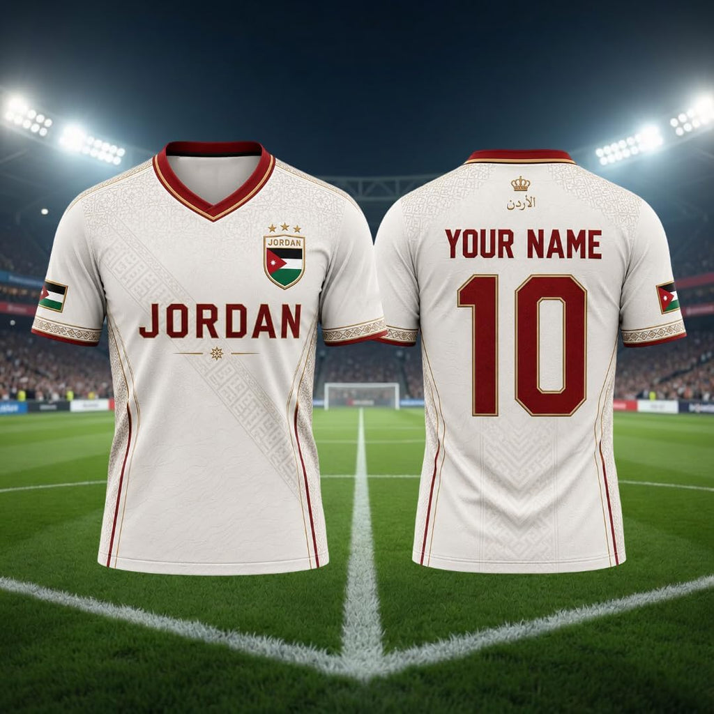 Personalized Jordan Soccer Jersey Shirt, Custom Jordan Jersey Shirts, Jordanian Pride Football Team