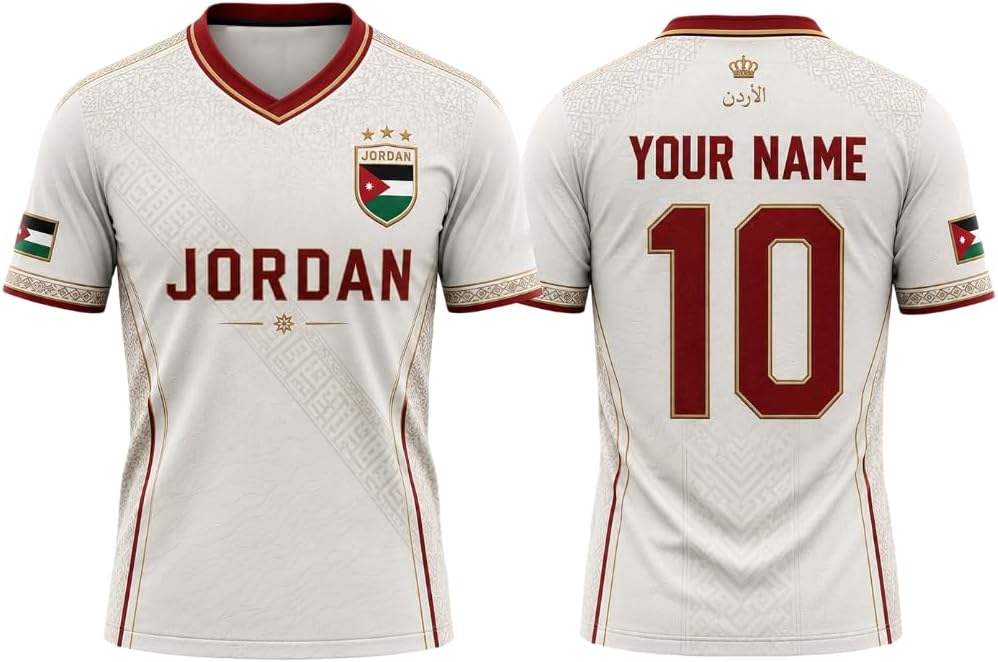 Personalized Jordan Soccer Jersey Shirt, Custom Jordan Jersey Shirts, Jordanian Pride Football Team