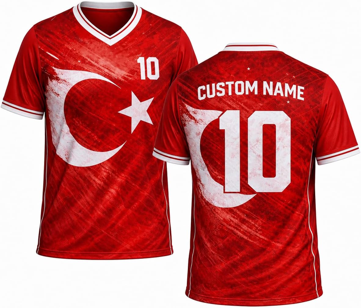 Custom Turkiye Turkey Soccer Shirt, Turkiye Football Shirt, Personalized Name Number Fan Apparel