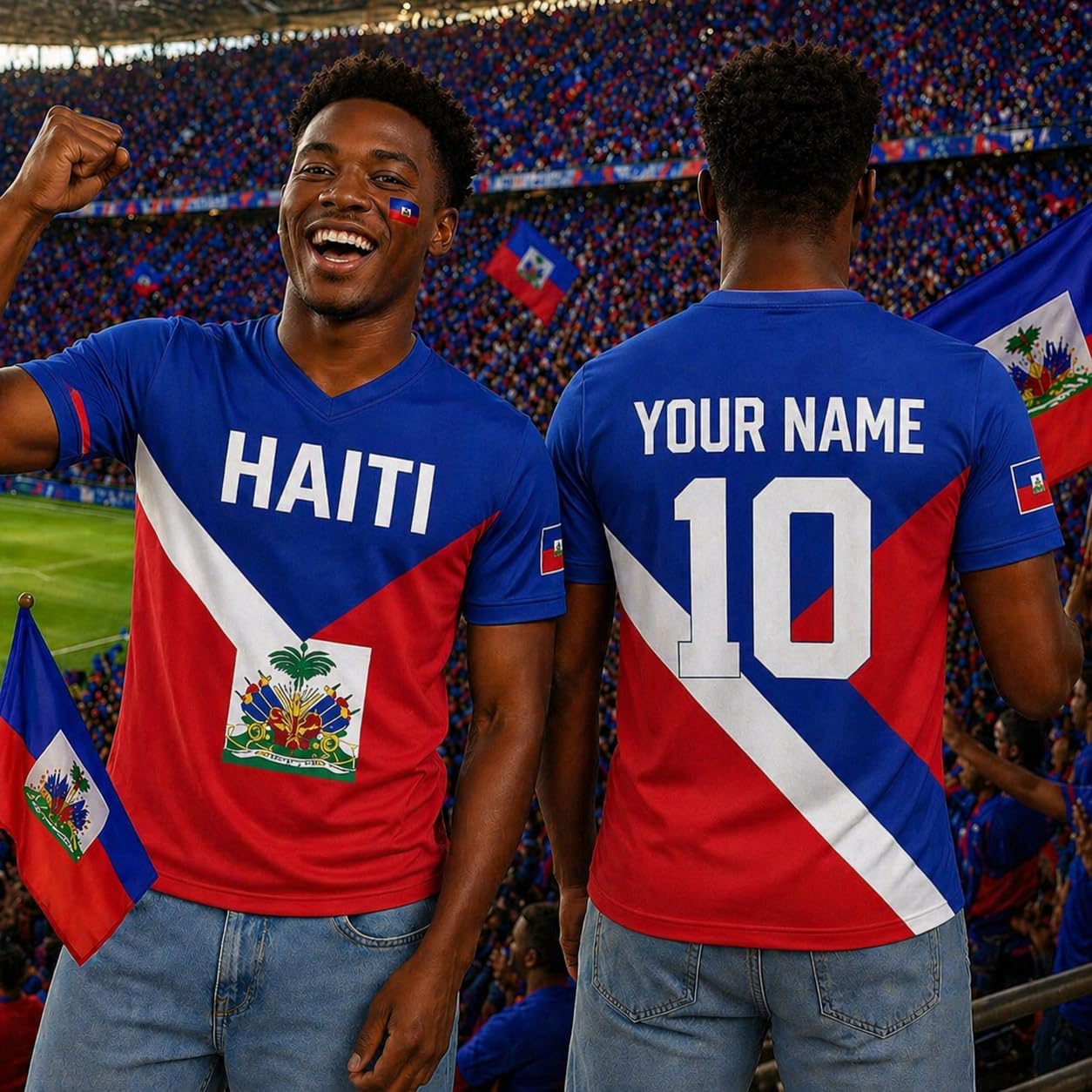 Custom Haiti Soccer Jersey Name Number, Haitian Soccer Team Shirts, Haiti Flag Football Shirt