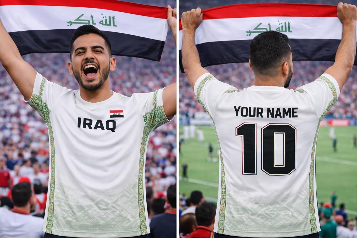 Custom Iraq Soccer Jersey Shirt, Iraqi National Team Football Shirt, Proud Iraq Flag Soccer T-shirt