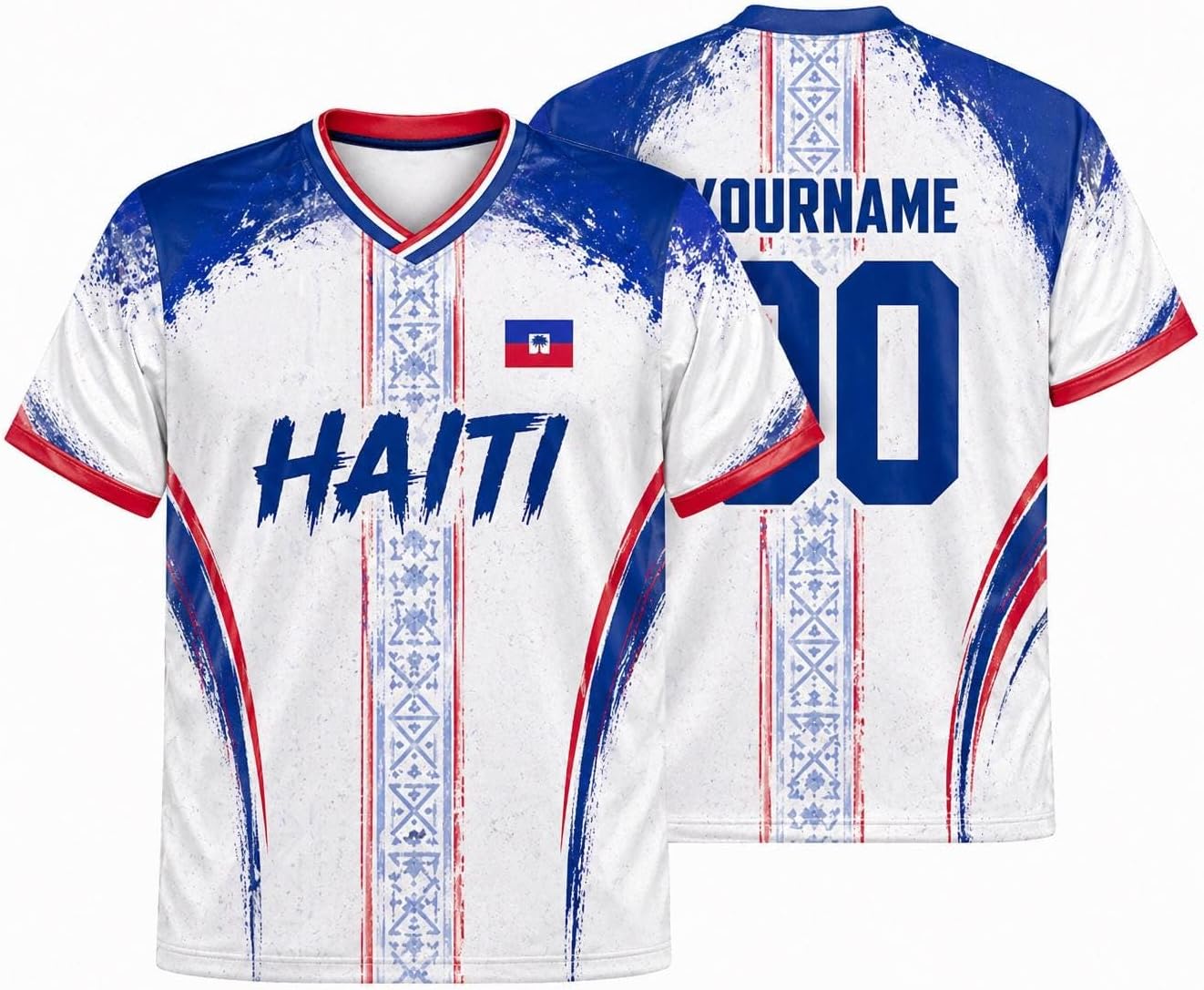 Custom Haiti Soccer Jersey Name Number, Haitian Football Shirts, Haitian Flag Soccer Uniform
