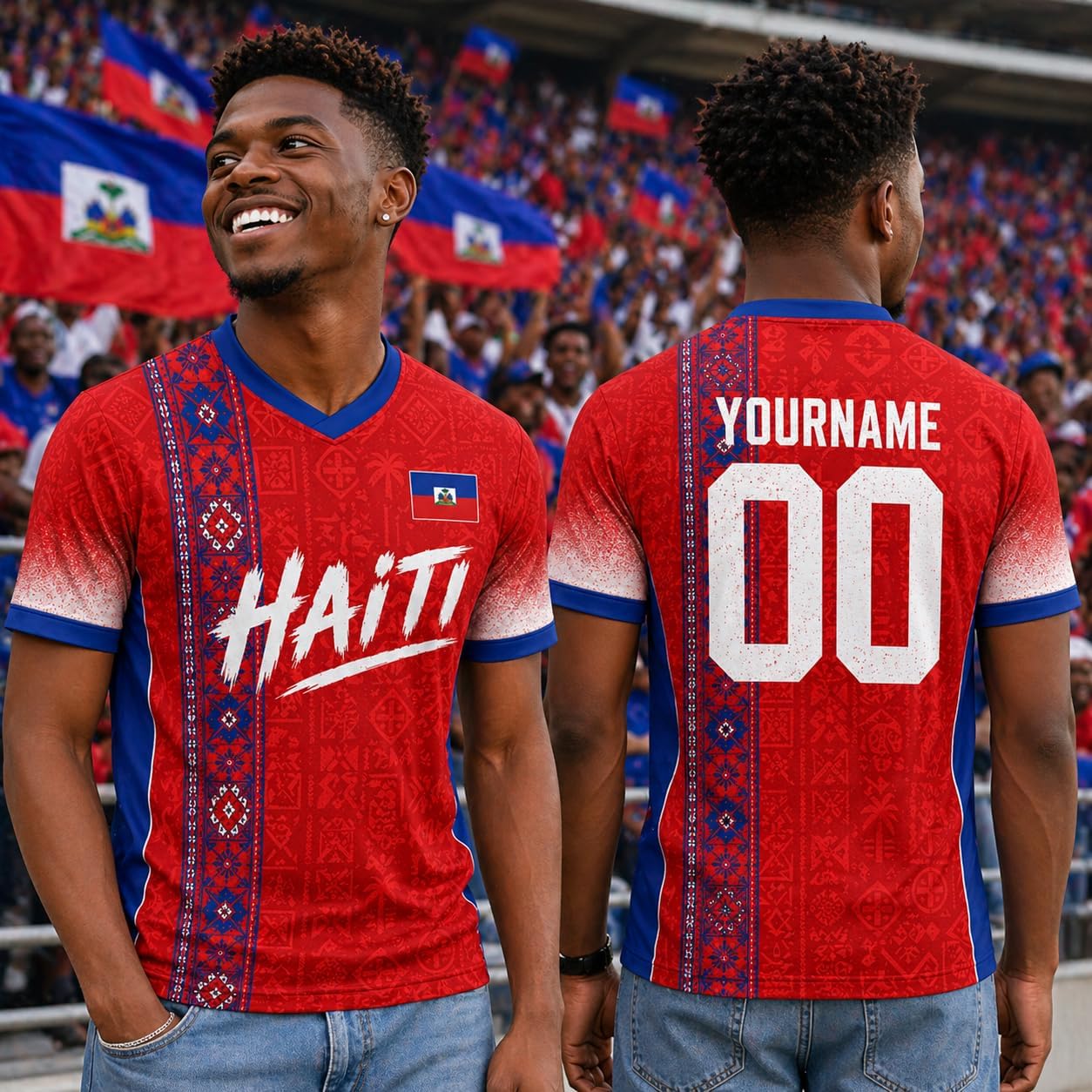 Haiti Soccer Jersey Custom Name Number, Haitian Football Shirt, Men Women Football Uniform