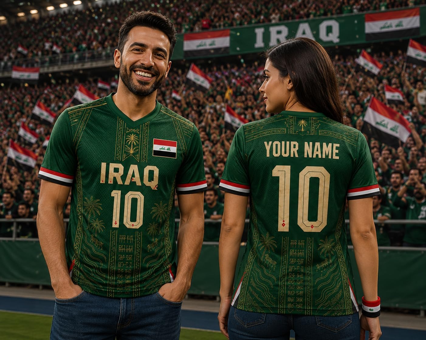 Custom Iraq Soccer Jersey Men Women, Iraqi Football Shirt, Personalized Name Number Soccer Uniform
