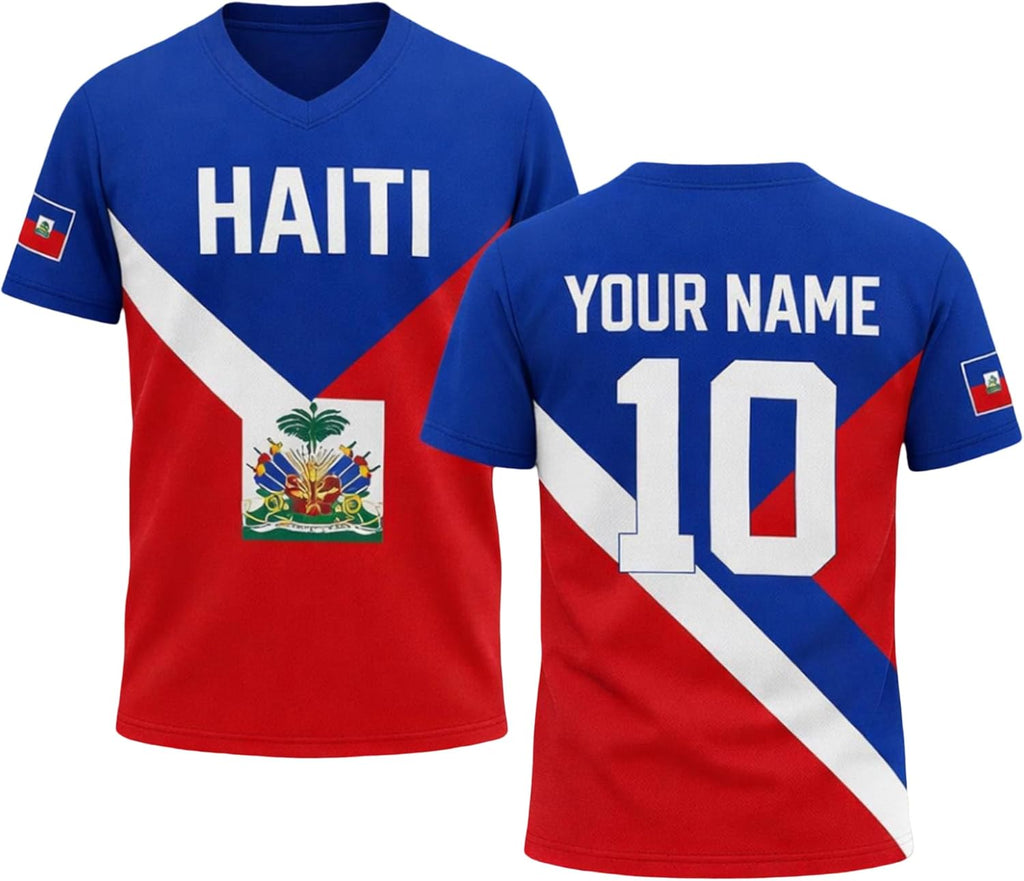 Custom Haiti Soccer Jersey Name Number, Haitian Soccer Team Shirts, Haiti Flag Football Shirt