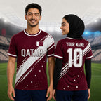 Custom Qatar Soccer Jersey Men Women, Personalized Name Number Football Shirts, Qatar National Flag Pride Football Shirt