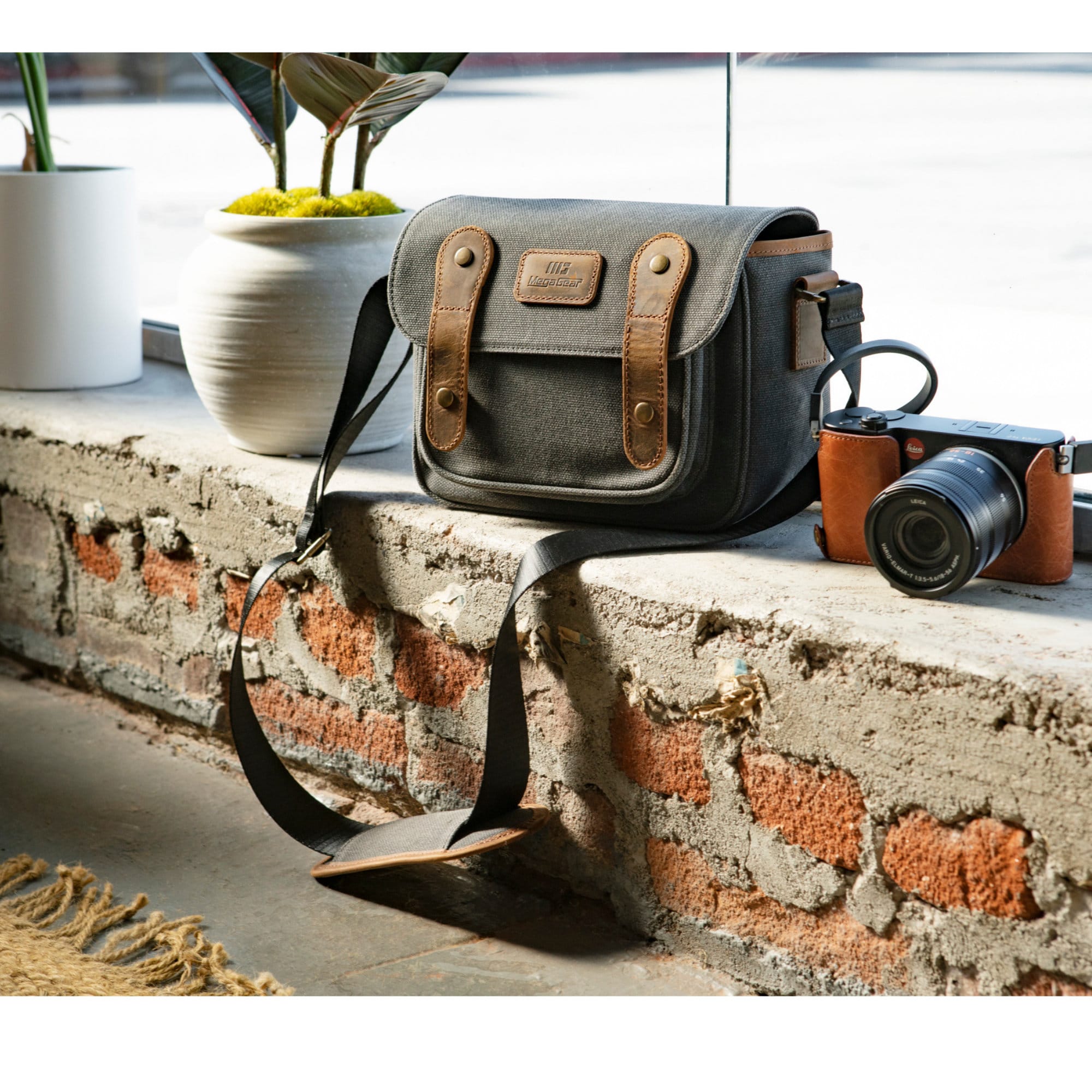 MegaGear Sequoia Canvas Camera Bag Shoulder Bag Case - Compatible with Canon Camera, Nikon, Sony SLR/DSLR Mirrorless Cameras and Lenses