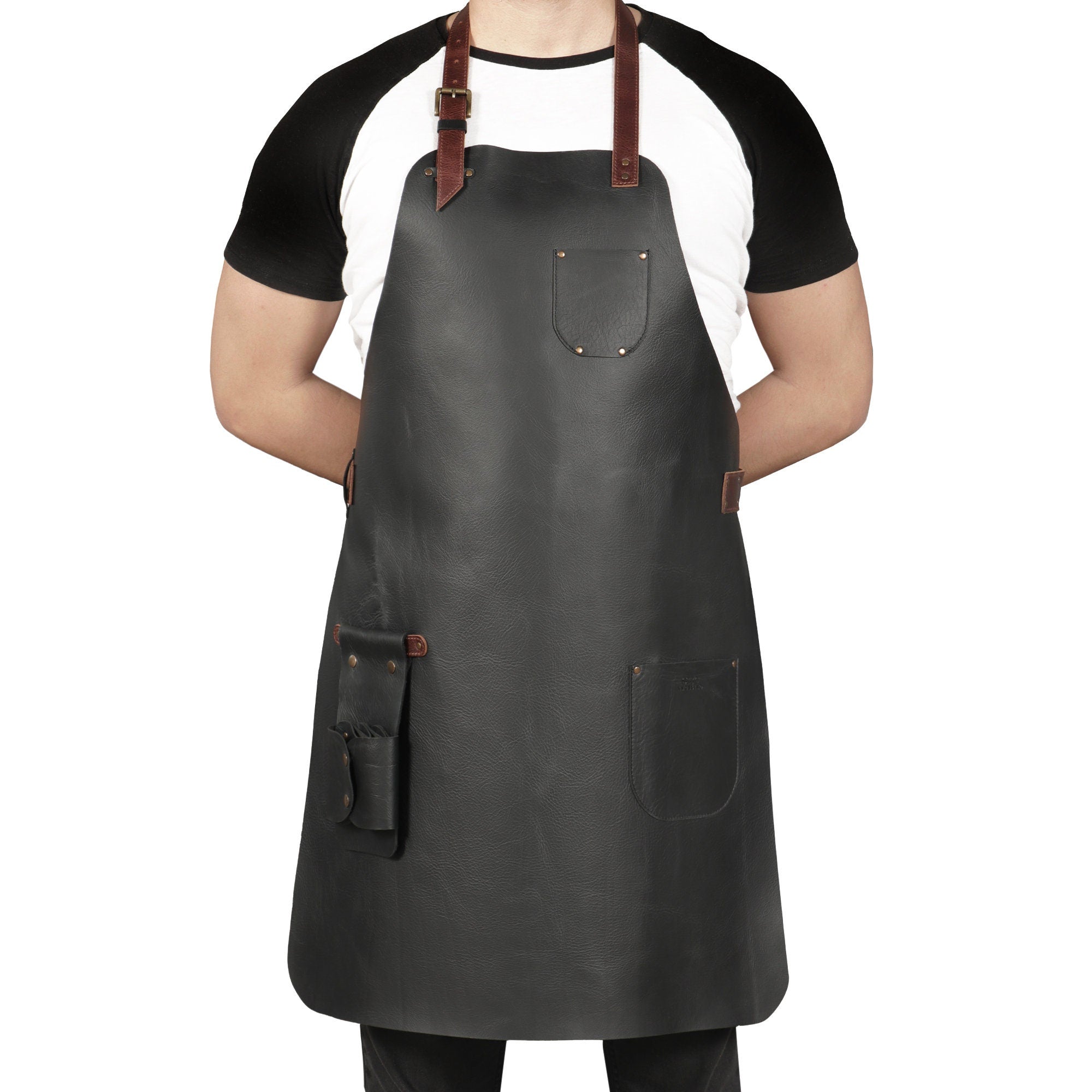 Personalized Top Grain Leather Workshop Apron with Pockets for Men, Hand Crafted Woodworking Apron,  Artist Full Apron, Best Gardening Apron