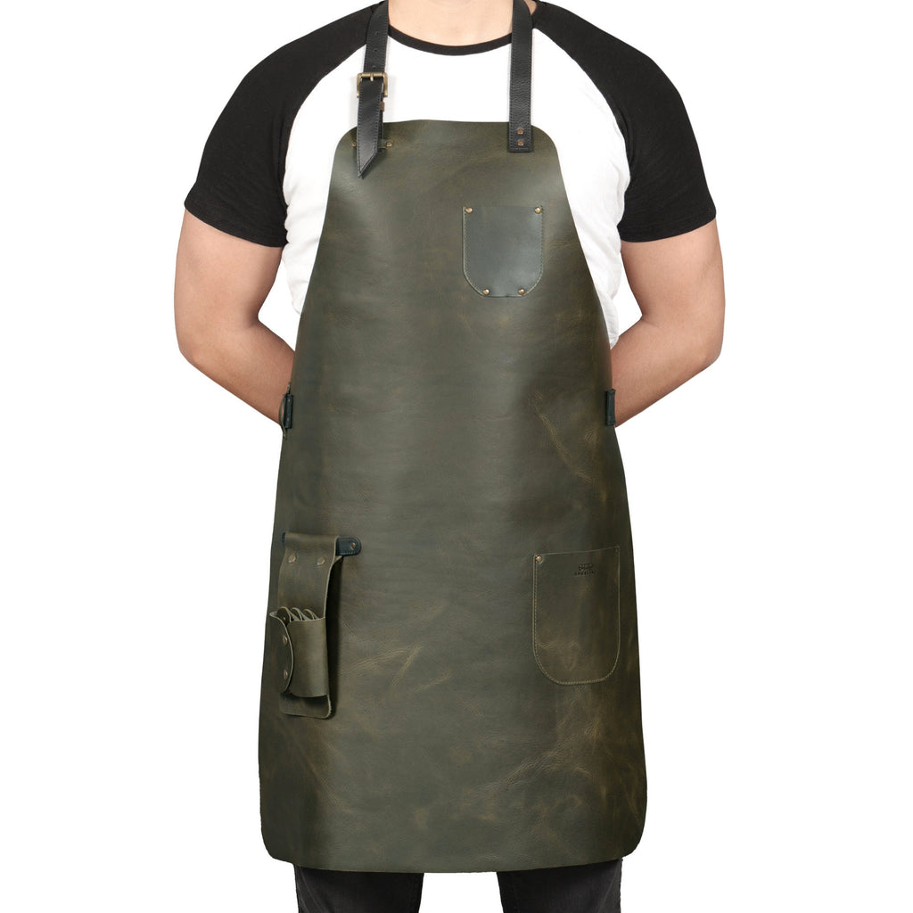 Personalized Top Grain Leather Workshop Apron with Pockets for Men, Hand Crafted Woodworking Apron,  Artist Full Apron, Best Gardening Apron