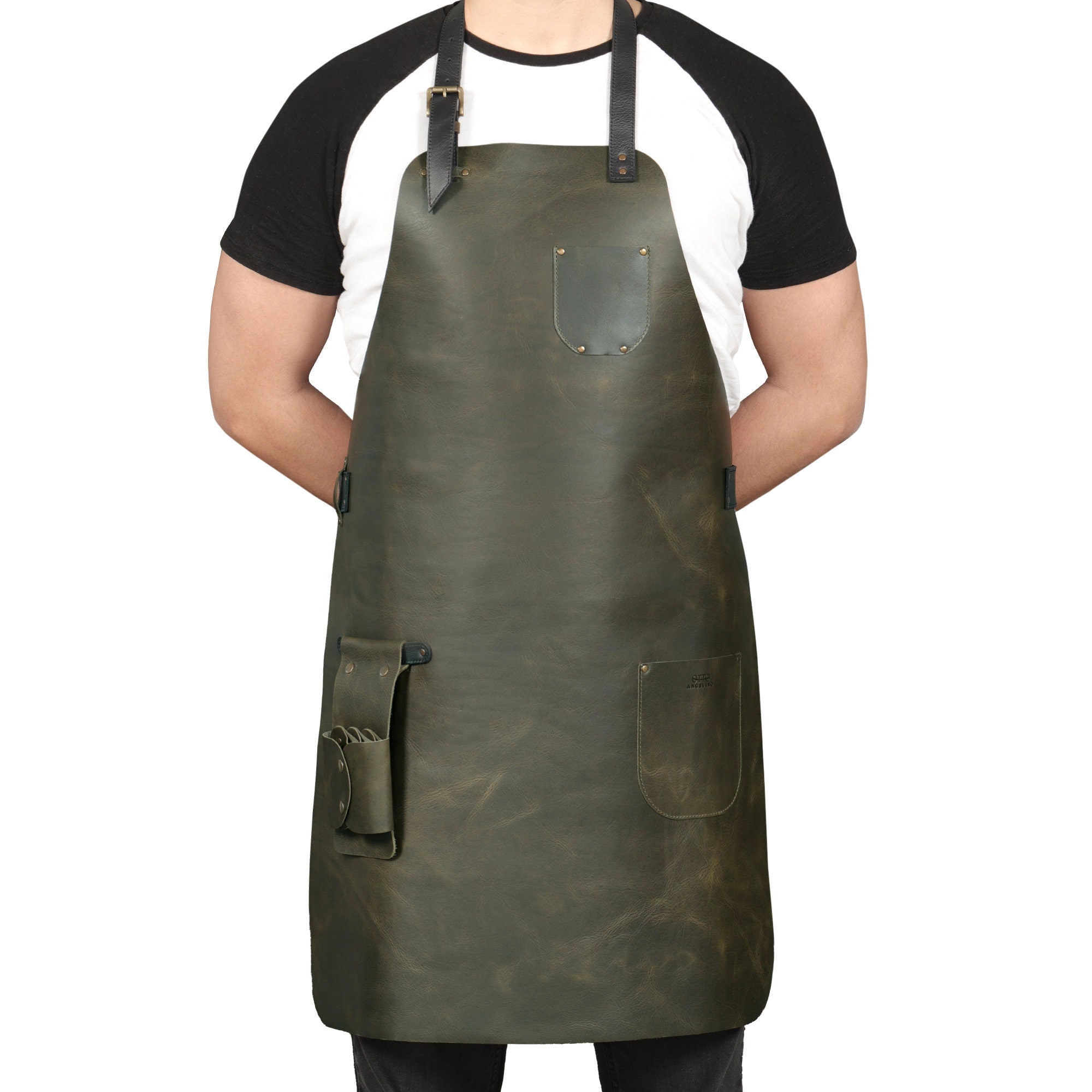 Personalized Top Grain Leather Workshop Apron with Pockets for Men, Hand Crafted Woodworking Apron,  Artist Full Apron, Best Gardening Apron