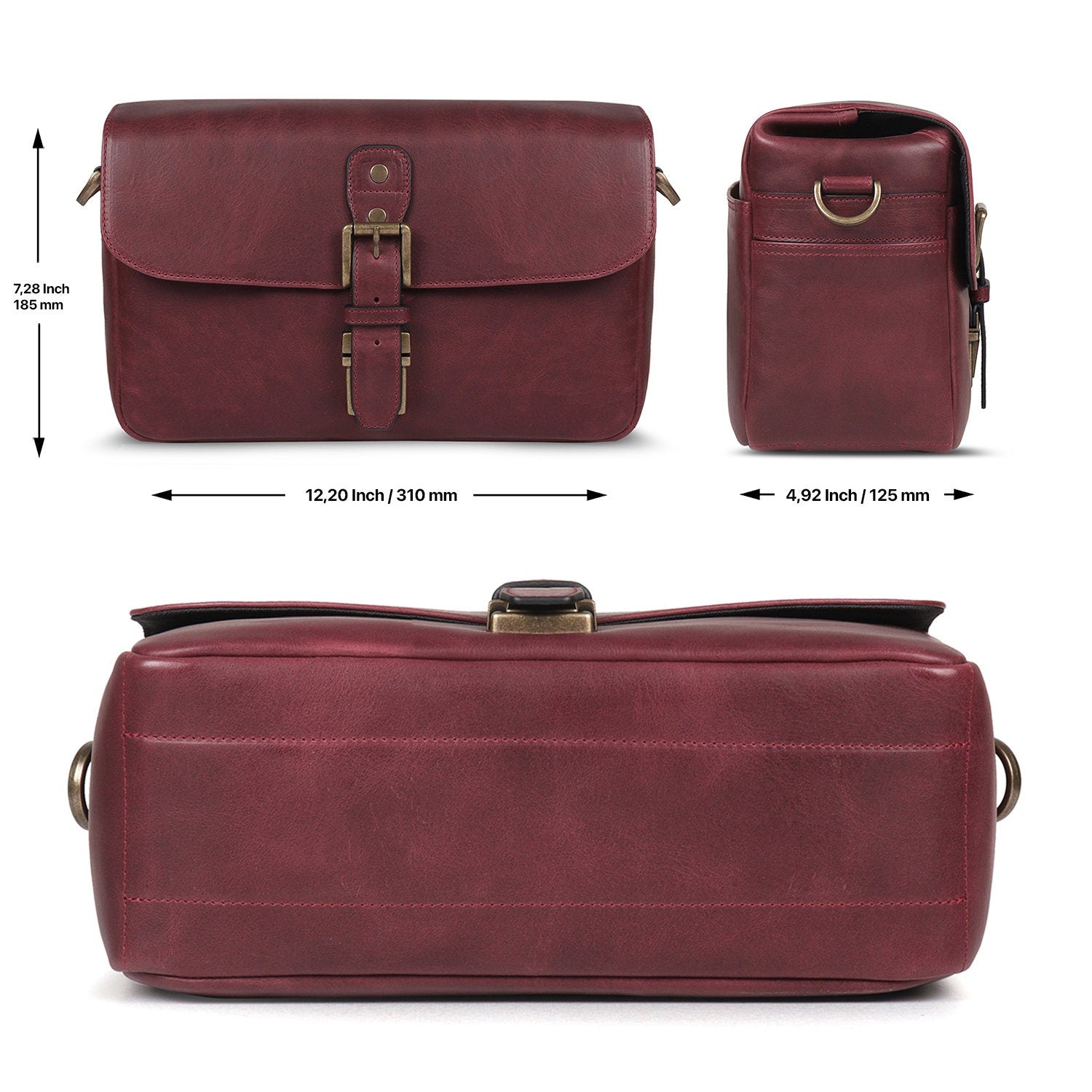 Personalized Top Grain Italian Leather Messenger Bag Camera Bag for Mirrorless, Instant, DSLR Cameras, Travel Bag, Unisex - Handcrafted