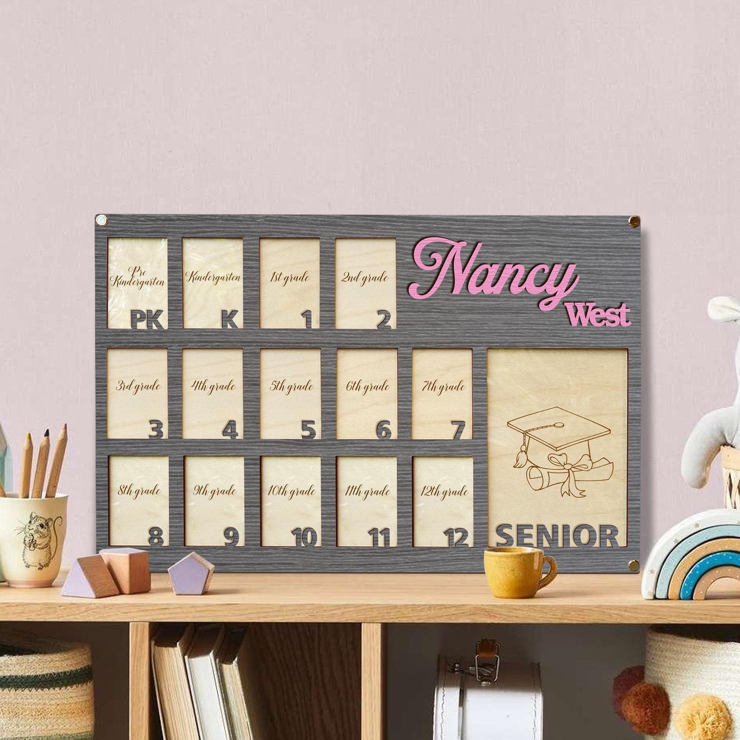 Personalized School Years Photo Frame, Grade School Photo Frame, Pre K To Graduation School Photo Frame, Senior Picture Picture Photo Frame
