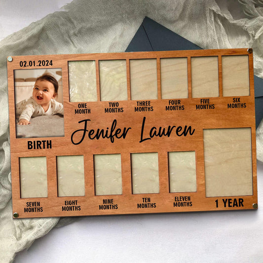 Custom Baby First Year Photo Frame, Newborn Photo Frame, Baby Picture Frame, Babies Monthly Photo Frame, Newborn To One Year Photo Frame