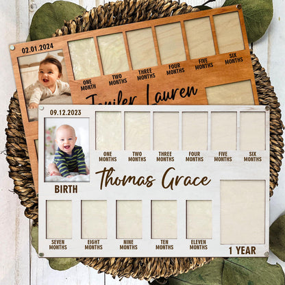 Custom Baby First Year Photo Frame, Newborn Photo Frame, Baby Picture Frame, Babies Monthly Photo Frame, Newborn To One Year Photo Frame