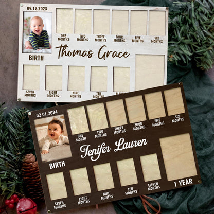 Custom Baby First Year Photo Frame, Newborn Photo Frame, Baby Picture Frame, Babies Monthly Photo Frame, Newborn To One Year Photo Frame
