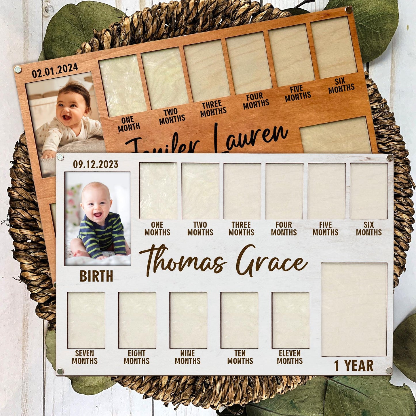 Baby First Year Photo Frame, Personalized Newborn To One Year Photo Frame, Baby Picture Frame, Baby Monthly Photo Frame, Baby Photo Frame