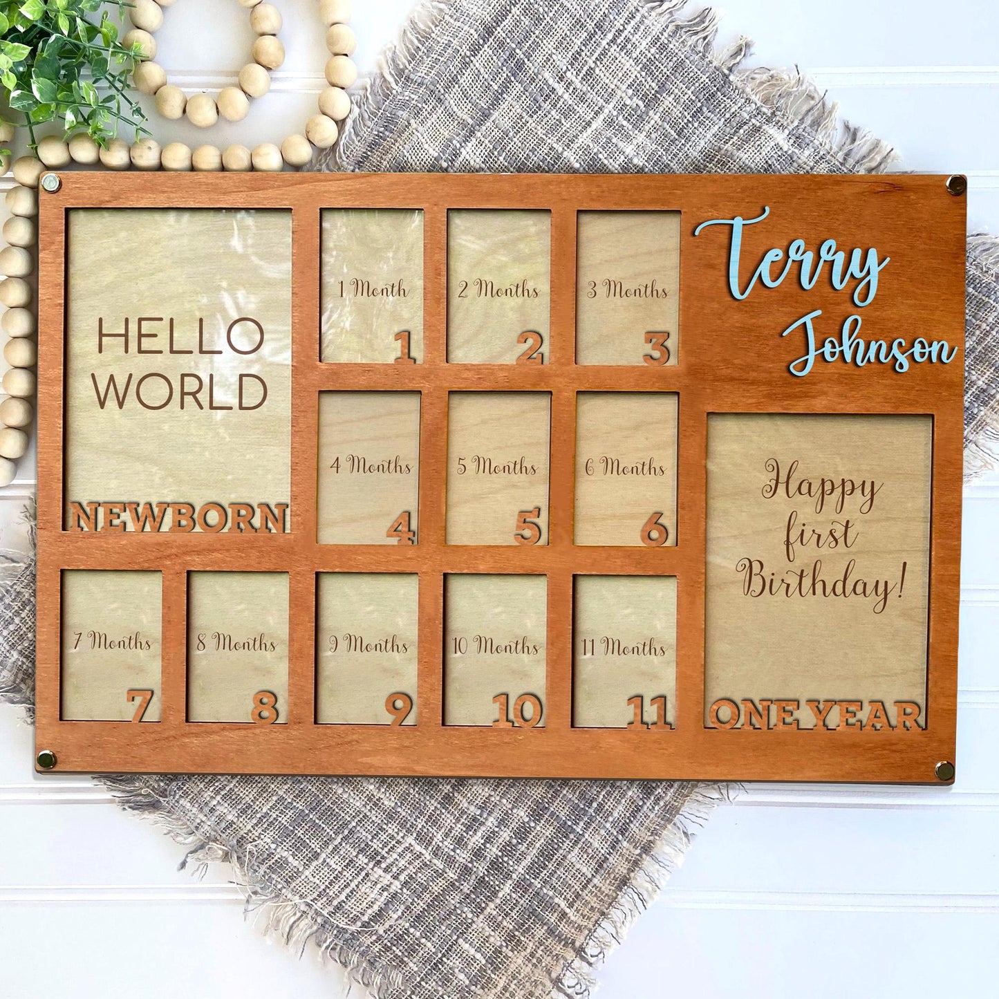 Baby First Year Picture Frame, Newborn To One Year Photo Frame, Baby Picture Frame, Monthly Milestone Baby Picture Frame Newborn Photo Frame
