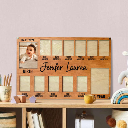 Custom Baby First Year Photo Frame, Newborn Photo Frame, Baby Picture Frame, Babies Monthly Photo Frame, Newborn To One Year Photo Frame