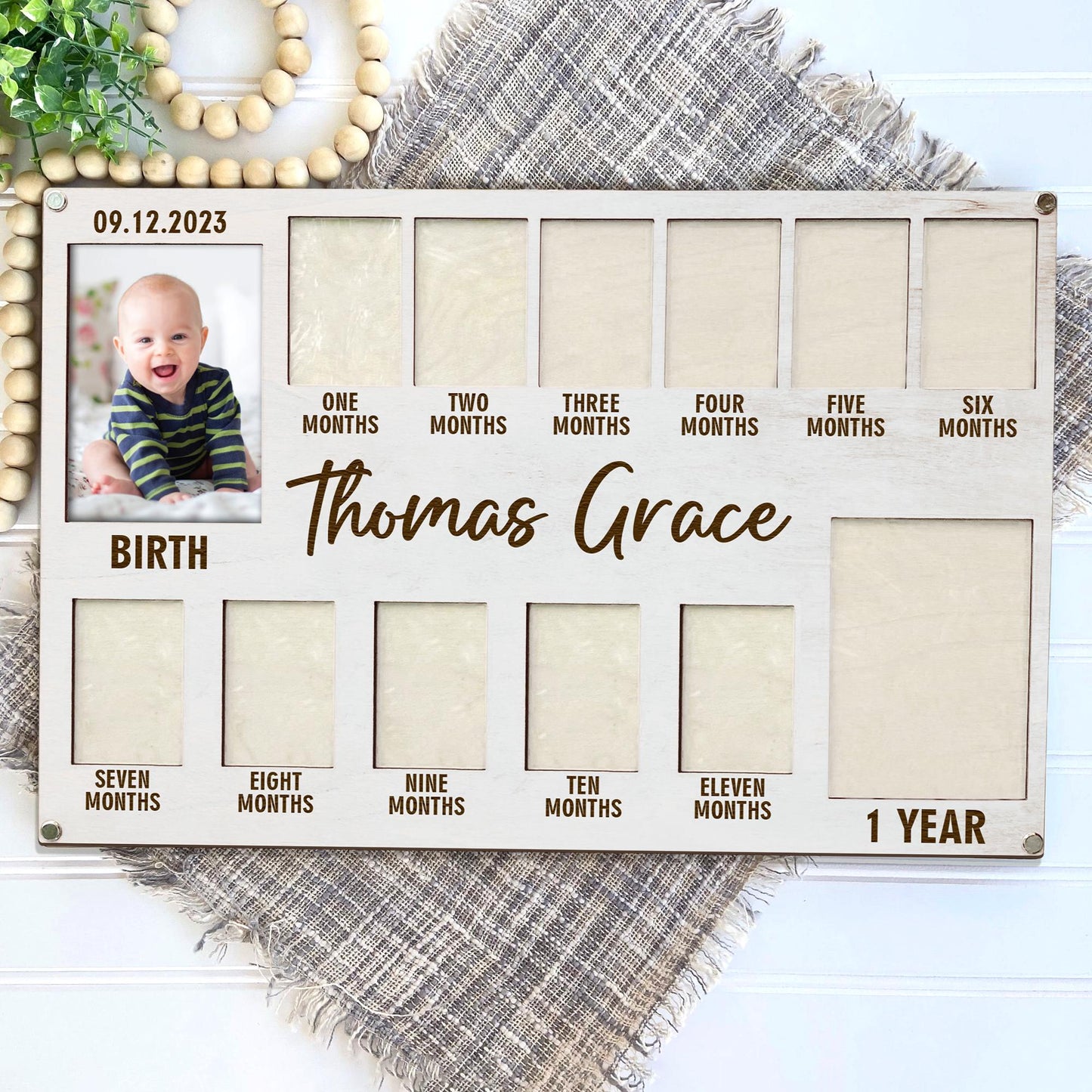 Custom Baby First Year Photo Frame, Newborn Photo Frame, Baby Picture Frame, Babies Monthly Photo Frame, Newborn To One Year Photo Frame