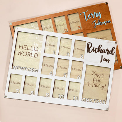 Baby First Year Picture Frame, Newborn To One Year Photo Frame, Baby Picture Frame, Monthly Milestone Baby Picture Frame Newborn Photo Frame