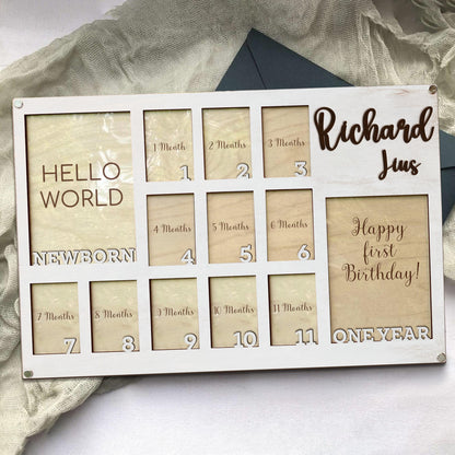 Custom Baby First Year Picture Frame, Newborn To One Year Photo Frame, Baby Picture Frame, Monthly Baby Photo Frame Baby Newborn Photo Frame