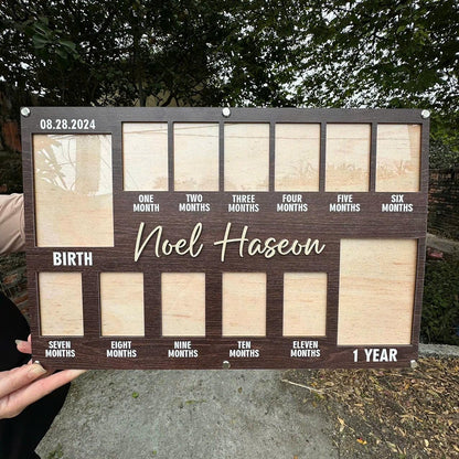Baby First Year Photo Frame, Personalized Newborn To One Year Photo Frame, Baby Picture Frame, Baby Monthly Photo Frame, Baby Photo Frame