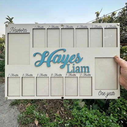 Baby First Year Picture Frame, Newborn To One Year Photo Frame, Baby Photo Frame, Monthly Milestone For Baby Frame, One Year Photo Frame