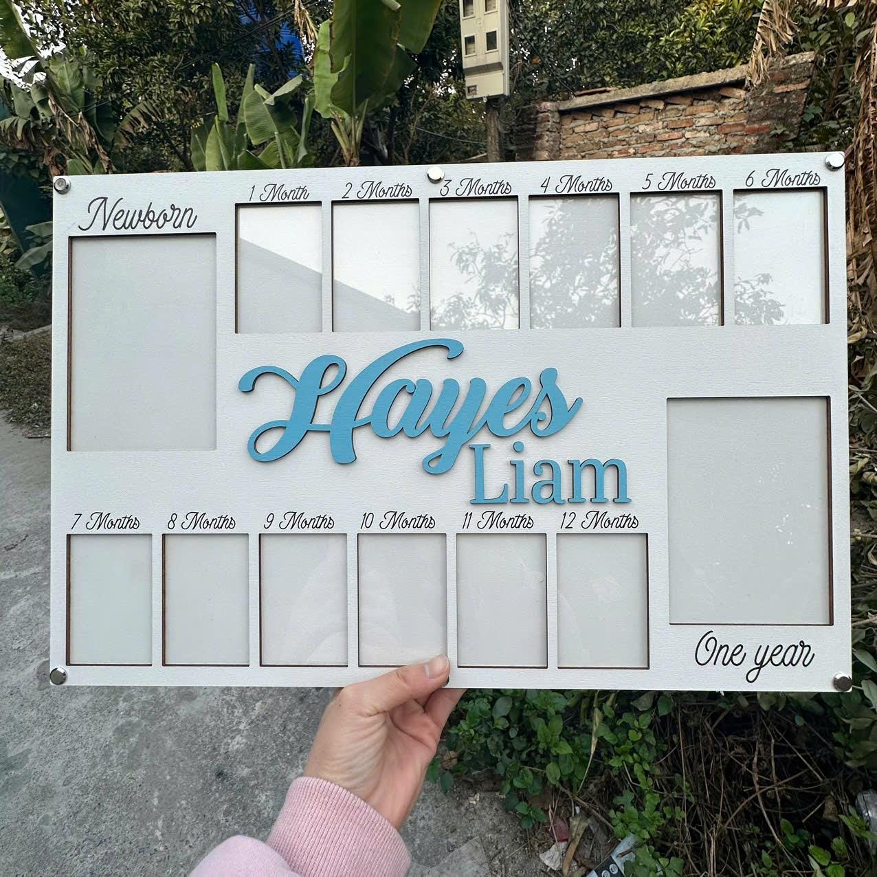 Baby First Year Picture Frame, Newborn To One Year Photo Frame, Baby Photo Frame, Monthly Milestone For Baby Frame, One Year Photo Frame