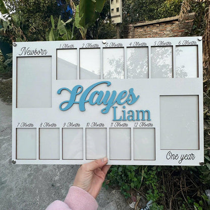 Baby First Year Picture Frame, Newborn To One Year Photo Frame, Baby Photo Frame, Monthly Milestone For Baby Frame, One Year Photo Frame