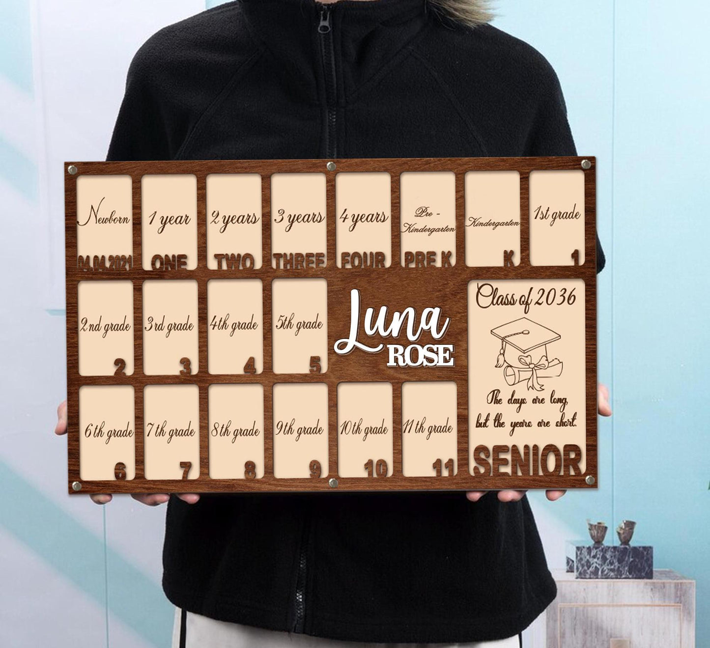 Custom Birth Through Graduation School Years Photo Frame, Pre K Kindergarten To Grad School Picture Frame, Birth To Grad School Photo Frame