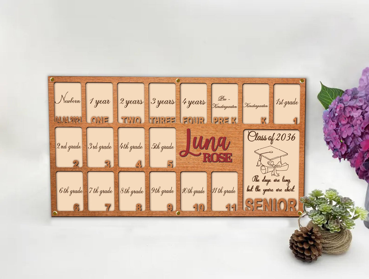 Custom Birth Through Graduation School Years Photo Frame, Birth To Grad Photo Frame, Pre K To Grad Kindergarten To Grad School Picture Frame