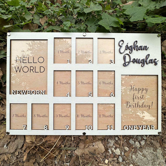 Custom Baby First Year Picture Frame, Newborn To One Year Photo Frame, Baby Picture Frame, Monthly Baby Photo Frame Baby Newborn Photo Frame
