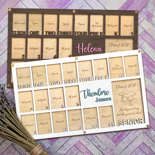 Custom Birth Through Graduation School Years Photo Frame, Pre K Kindergarten To Grad School Picture Frame, Birth To Grad School Photo Frame