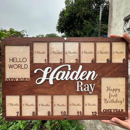 Personalized Baby First Year Photo Board, Baby Picture Frame, Newborn To One Year Photo Frame, Monthly Baby Photo Frame, New Baby Gift