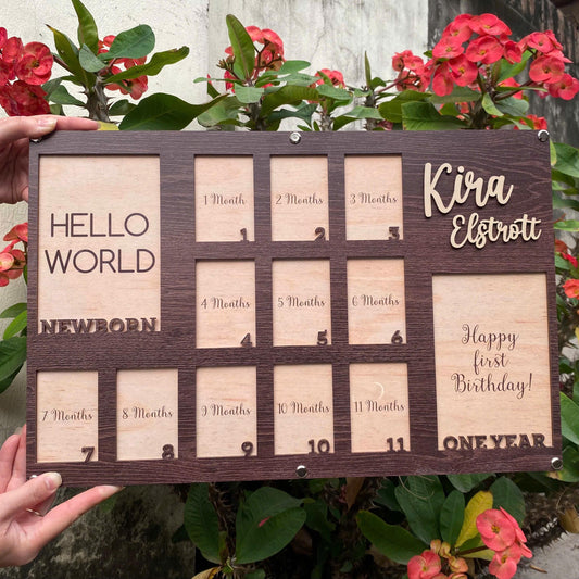 Custom Baby Picture Frame, Baby First Year Picture Frame, Newborn To One Year Photo Frame, Monthly Baby Photo Frame Baby Newborn Photo Gift