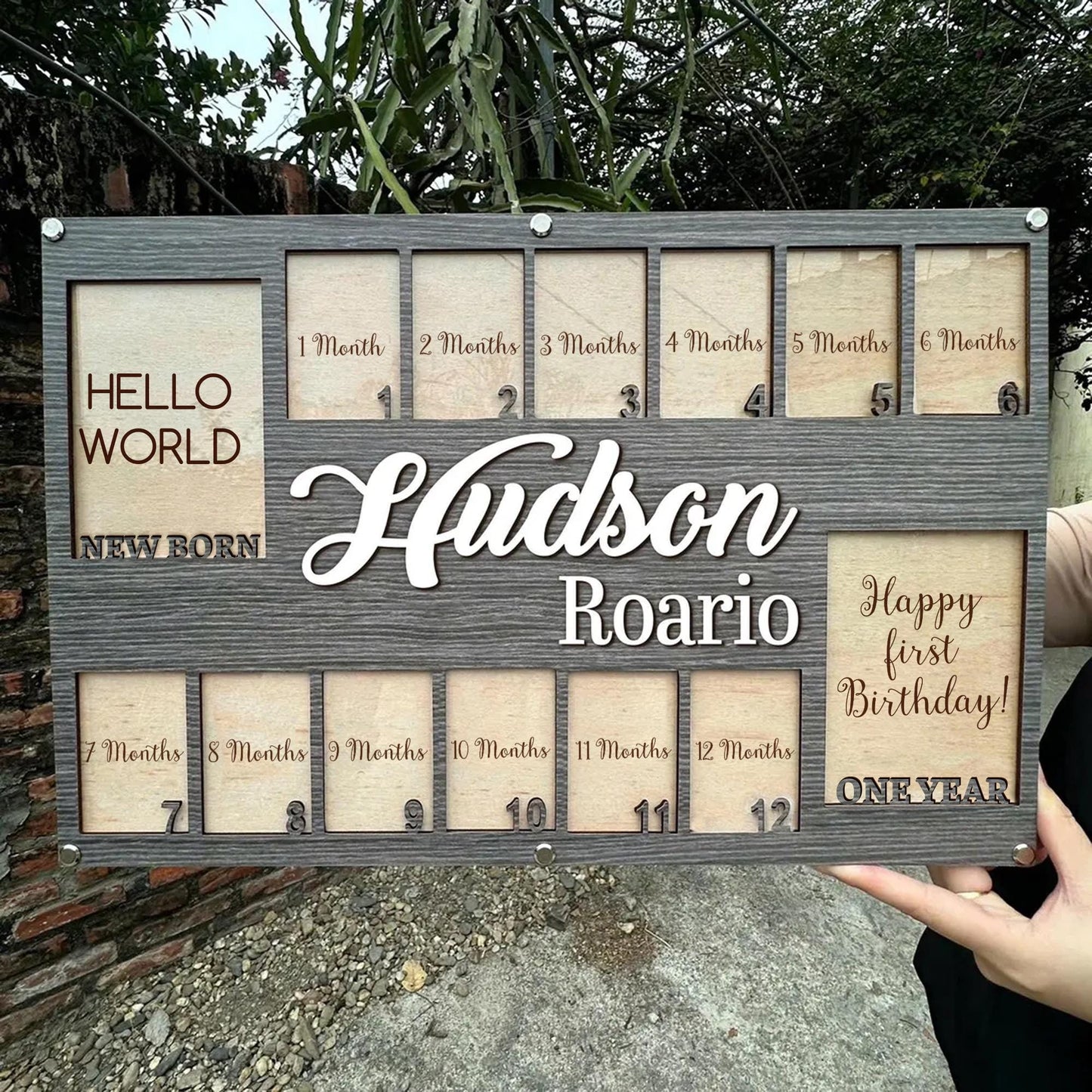 Personalized Baby First Year Photo Board, Baby Picture Frame, Newborn To One Year Photo Frame, Monthly Baby Photo Frame, New Baby Gift