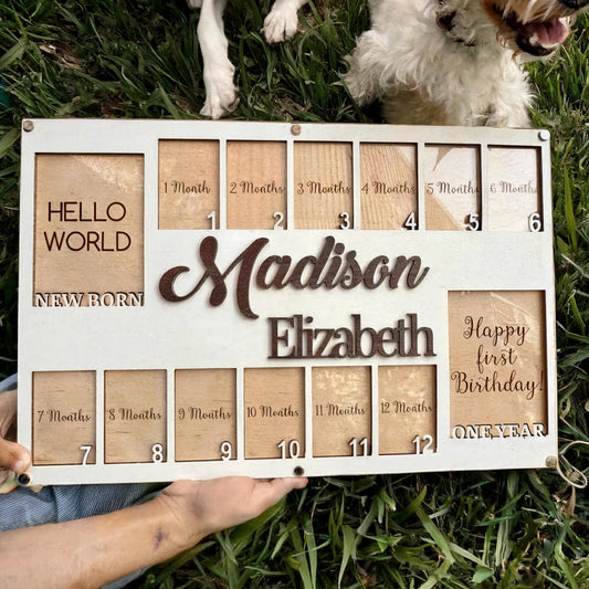 Personalized Baby First Year Photo Frame, Newborn To One Year Picture Frame, Baby Photo Frame Baby Monthly Picture Frame Newborn Photo Frame