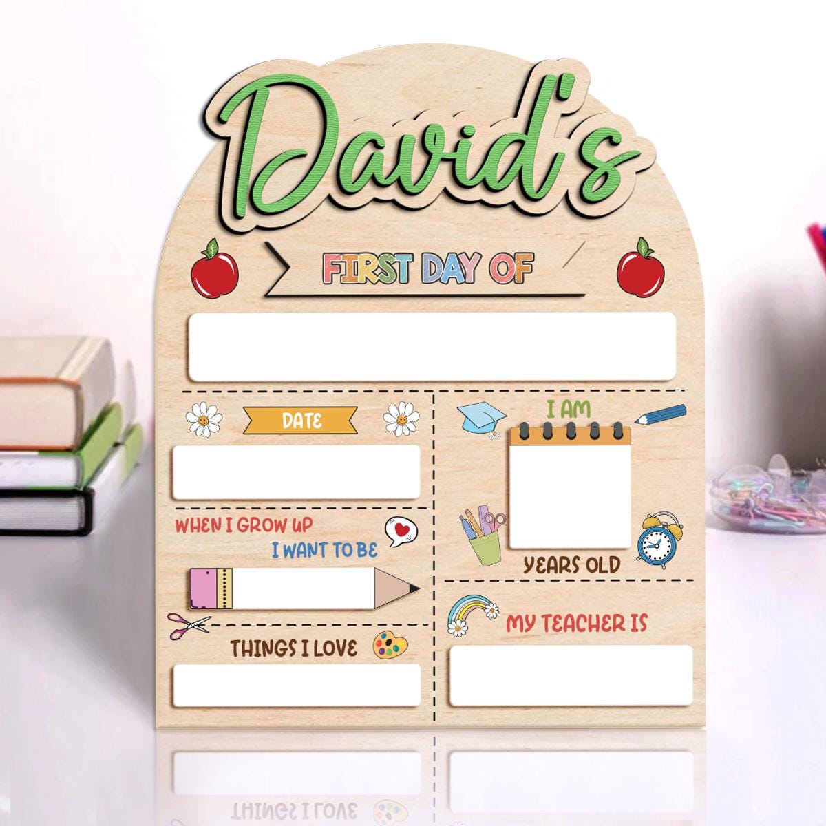 Custom First Day Of School Sign, Custom Name Back To School Board, Reusable Back To School Sign Photo Prop, 1st Day Of School Sign For Kids