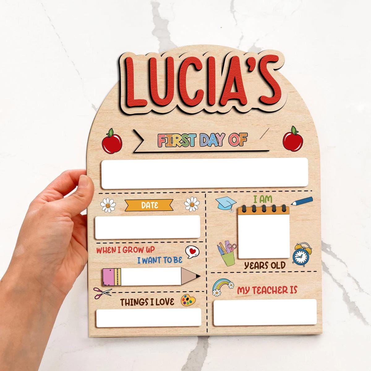 Custom First Day Of School Sign, Custom Name Back To School Board, Reusable Back To School Sign Photo Prop, 1st Day Of School Sign For Kids