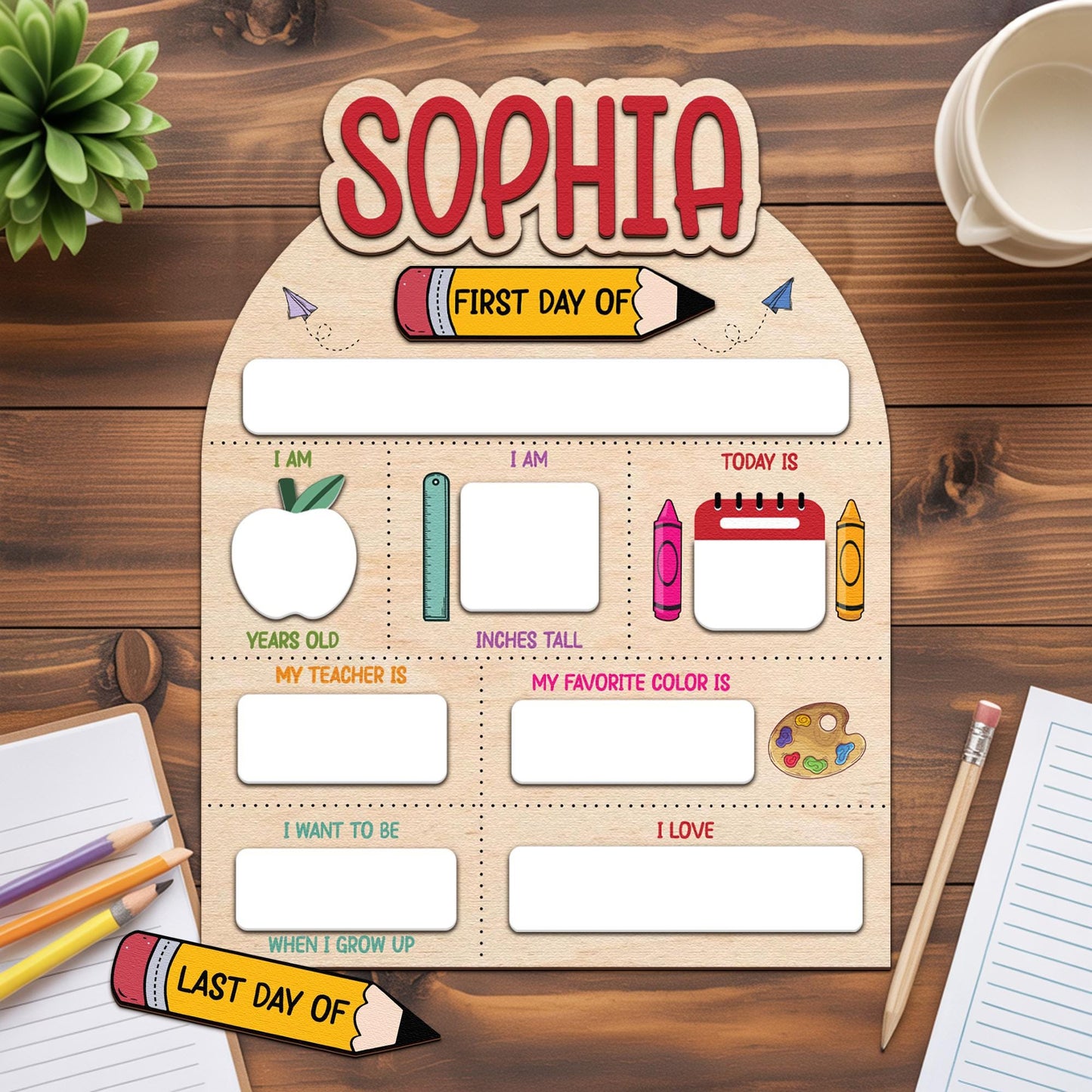 Customized First Day Of School Sign, Custom Back To School Board With Name, 1st Day Of School Sign, Reusable Photo Prop Back To School Sign