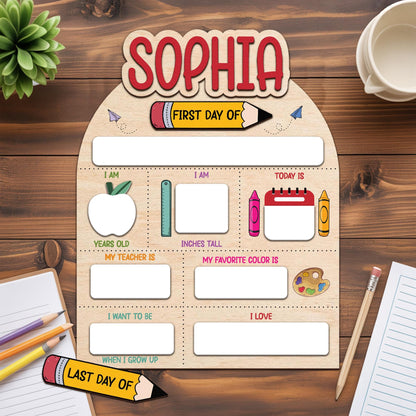 Customized First Day Of School Sign, Custom Back To School Board With Name, 1st Day Of School Sign, Reusable Photo Prop Back To School Sign