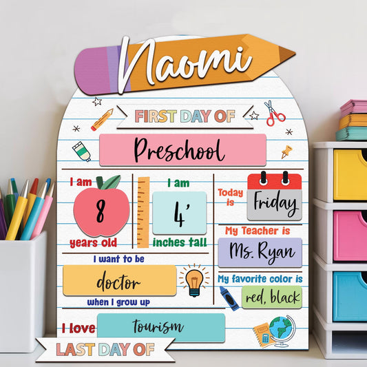 Customized First Day Of School Sign, 1st Day Of School Sign, Reusable Back To School Sign For Photos, School Board, Dry Erase School Sign