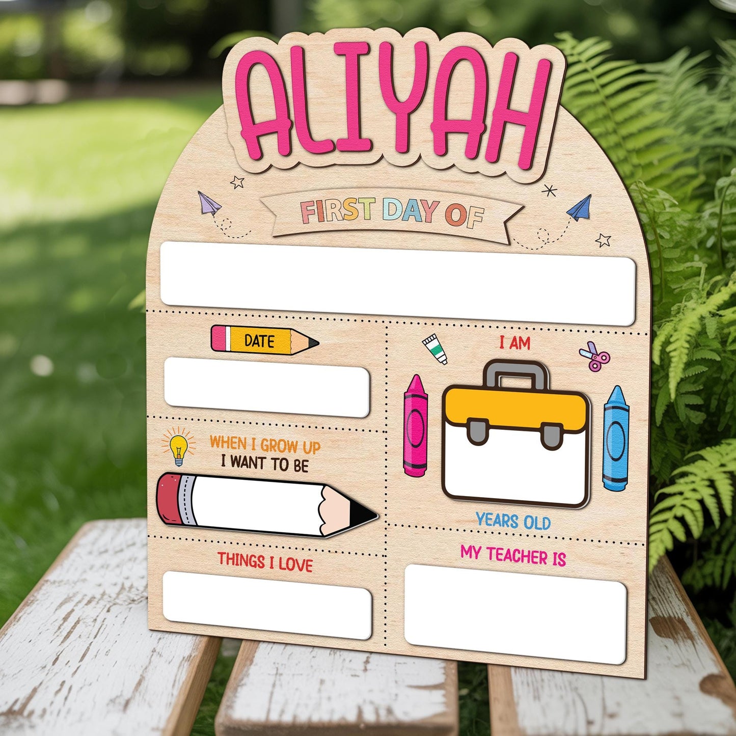 Personalized First And Last Day School Sign, Back To School Sign, First Day School Wooden School Board, Custom Name 1st Day Of School Sign