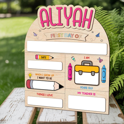 Personalized First And Last Day School Sign, Back To School Sign, First Day School Wooden School Board, Custom Name 1st Day Of School Sign