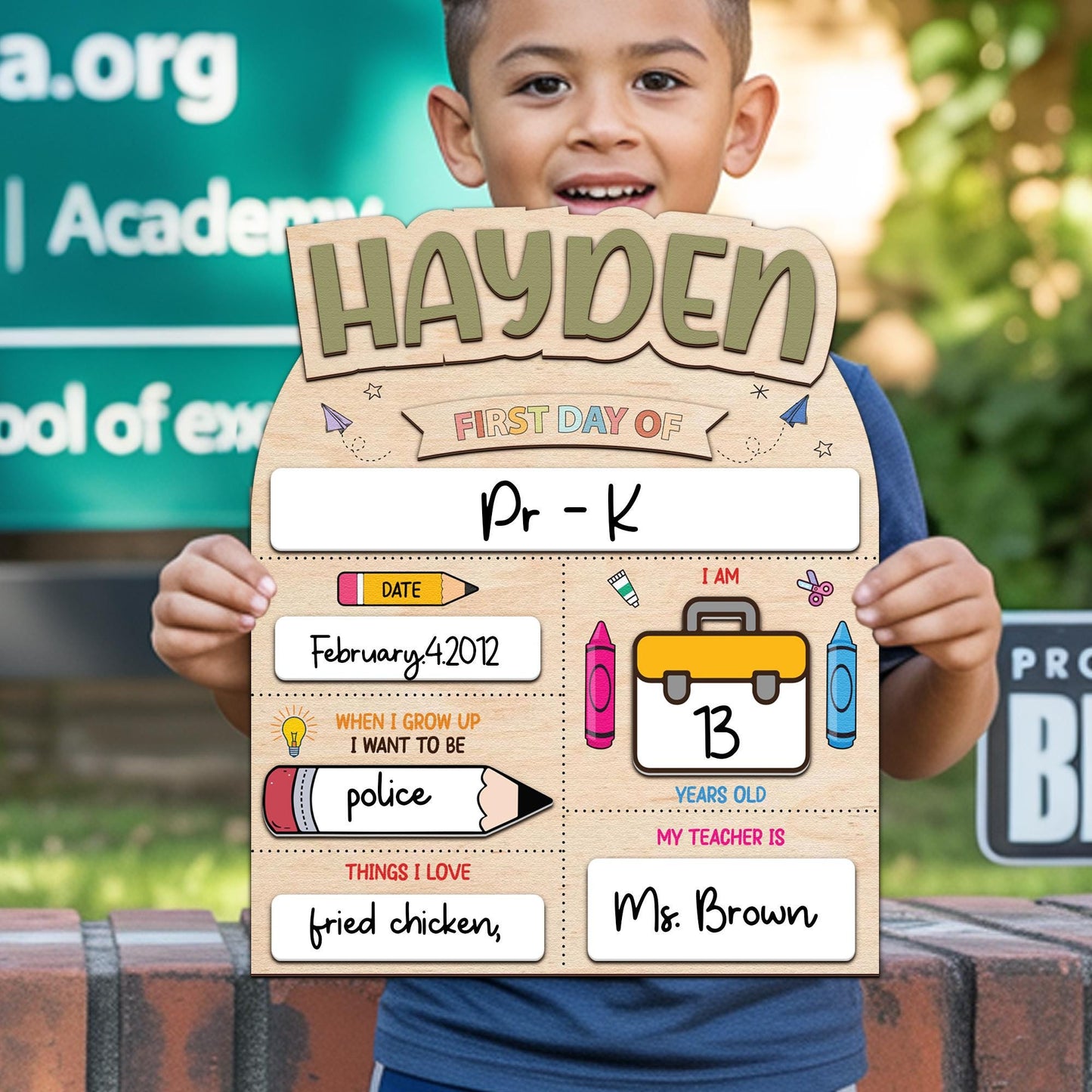 Personalized First And Last Day School Sign, Back To School Sign, First Day School Wooden School Board, Custom Name 1st Day Of School Sign