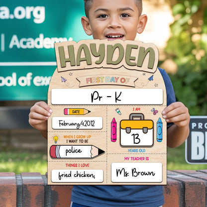 Personalized First And Last Day School Sign, Back To School Sign, First Day School Wooden School Board, Custom Name 1st Day Of School Sign