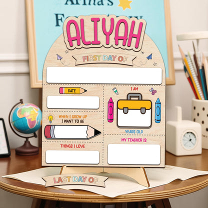 Personalized First And Last Day School Sign, Back To School Sign, First Day School Wooden School Board, Custom Name 1st Day Of School Sign