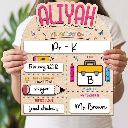 Personalized First And Last Day School Sign, Back To School Sign, First Day School Wooden School Board, Custom Name 1st Day Of School Sign